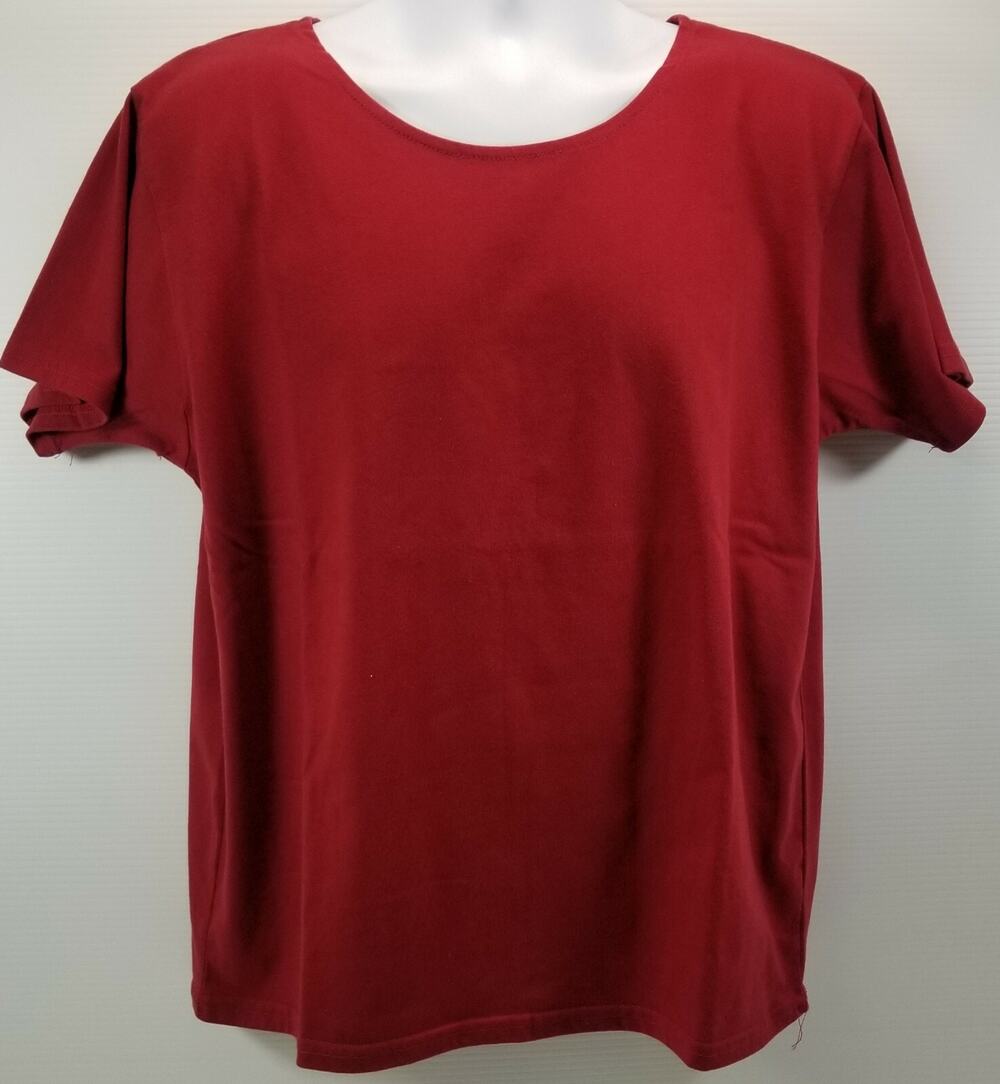 New York Style Women Short Sleeve Red Shirt XL